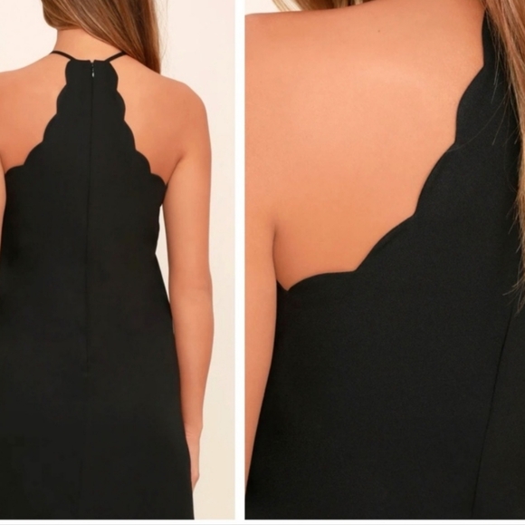 Lulus Women's Black Dress Scalloped Trim Size Size S - Picture 3 of 9